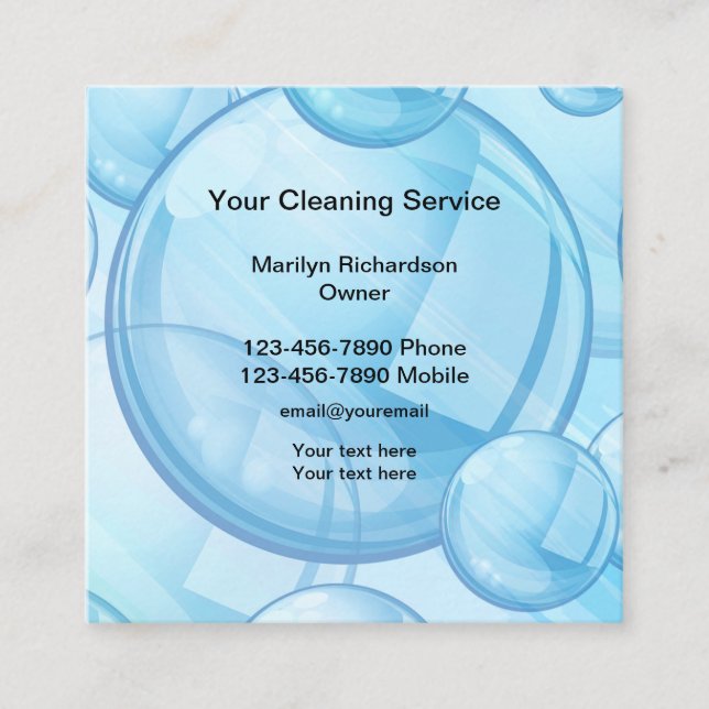 Professional Cleaning Services Square Business Card (Front)