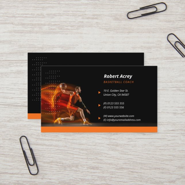 Professional Coach | Basketball Master Sport Business Card (Front/Back In Situ)