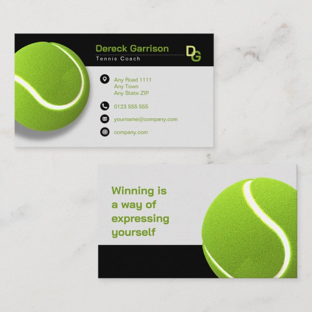 Professional Coach | Tennis Master Sport Business Card (Front/Back)