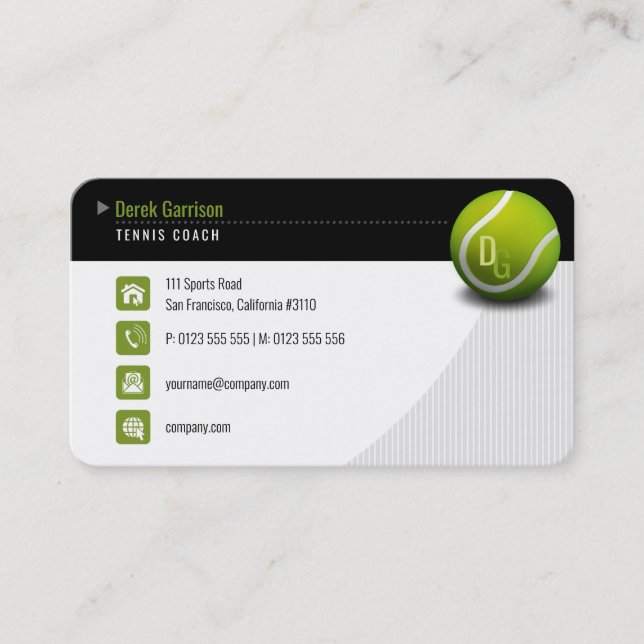 Professional Coach | Tennis Master Sport Business Card (Front)