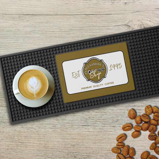 Professional Coffee Shop Personalized Logo Bar Mat (Creator Uploaded)