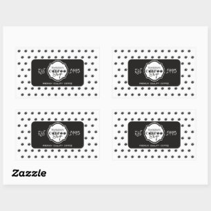 Professional Coffee Shop Personalized Logo Black Rectangular Sticker