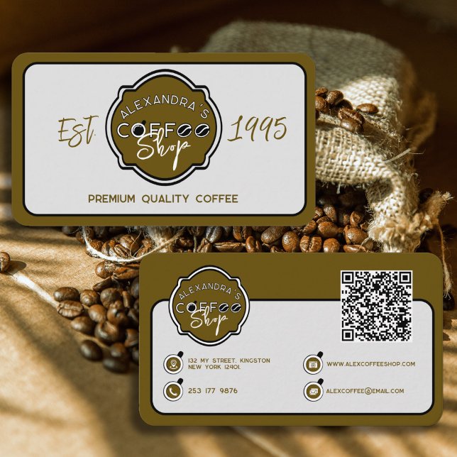 Professional Coffee Shop Personalized Logo Business Card (Creator Uploaded)