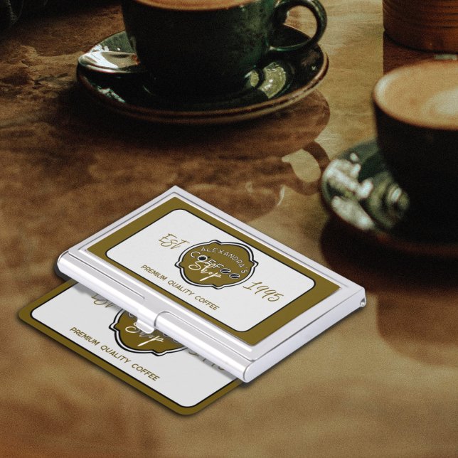 Professional Coffee Shop Personalized Logo Business Card Case (Creator Uploaded)