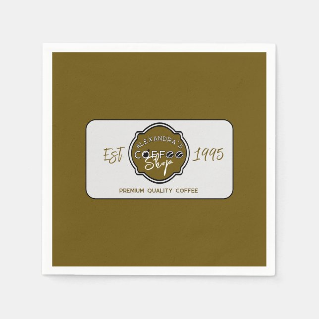 Professional Coffee Shop Personalized Logo Napkins (Front)