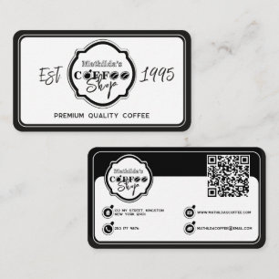 Professional Coffee Shop Personalized Logo white Business Card