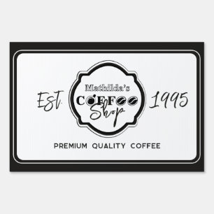 Professional Coffee Shop Personalized Logo white Sign