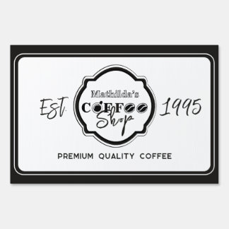 Professional Coffee Shop Personalized Logo white Sign