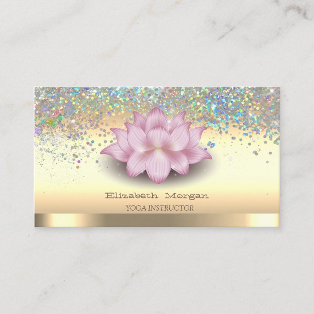 Professional Colorful Confetti Lotus  Yoga  Business Card (Front)