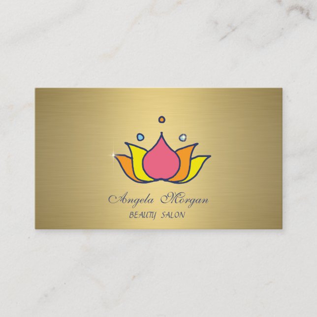 Professional Colorful Lotus Gold  Business Card (Front)