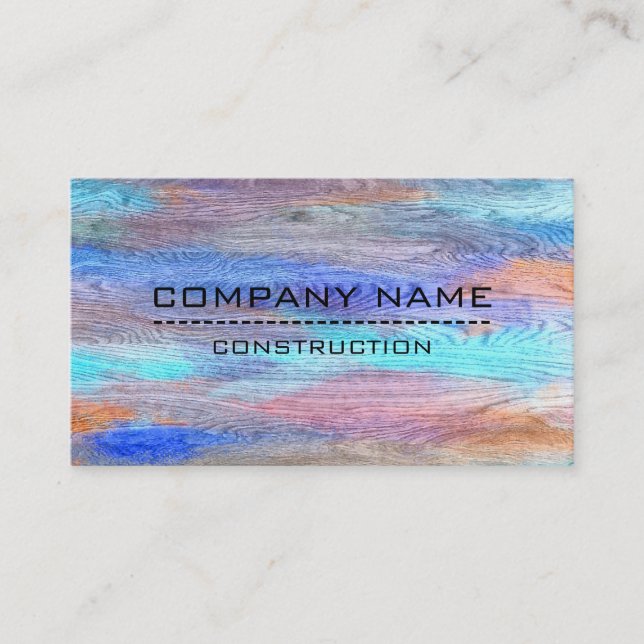 Professional Colorful Modern Wood Look #14 Business Card (Front)