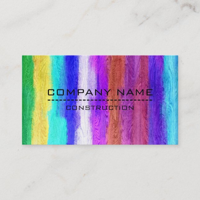 Professional Colorful Modern Wood Look #18 Business Card (Front)