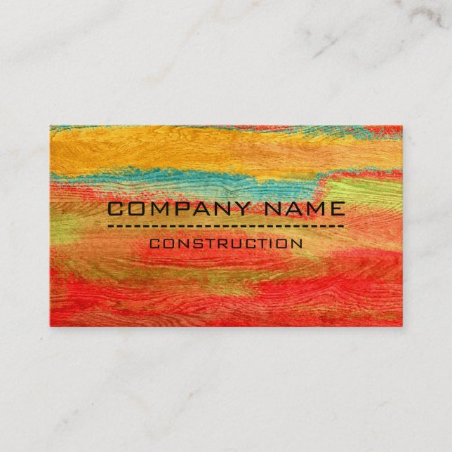 Professional Colorful Modern Wood Look #3 Business Card (Front)