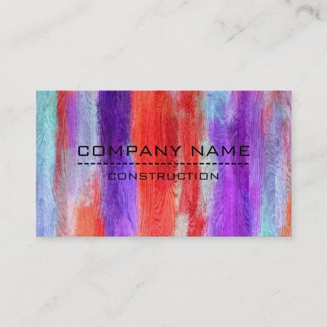 Professional Colorful Modern Wood Look #6 Business Card (Front)
