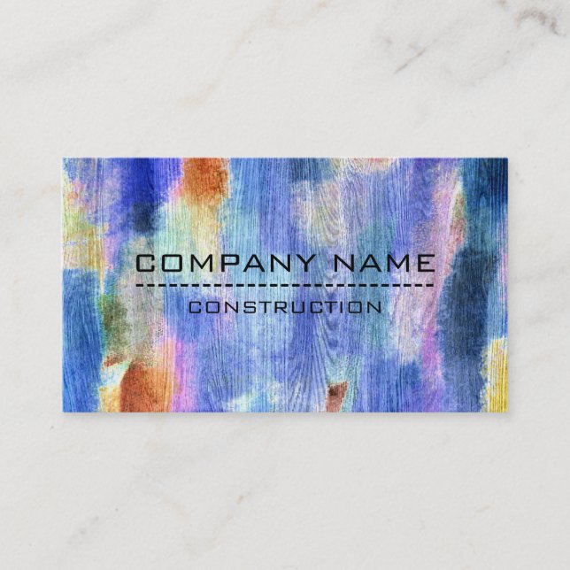Professional Colorful Modern Wood Look Business Card (Front)