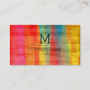 Professional Colorful Modern Wood Monogram #11 Business Card