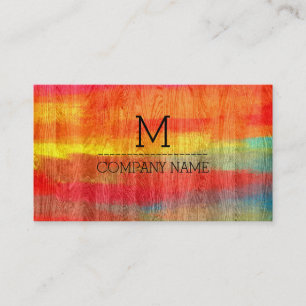Professional Colorful Modern Wood Monogram #12 Business Card