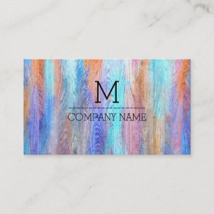 Professional Colorful Modern Wood Monogram #14 Business Card