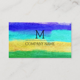 Professional Colorful Modern Wood Monogram #17 Business Card