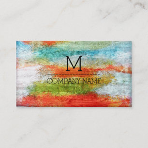Professional Colorful Modern Wood Monogram #22 Business Card