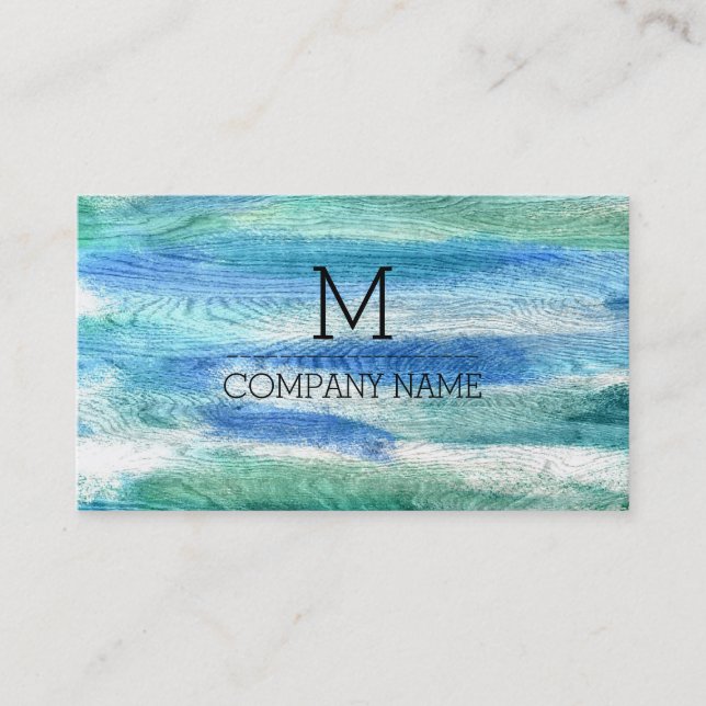 Professional Colorful Modern Wood Monogram #28 Business Card (Front)