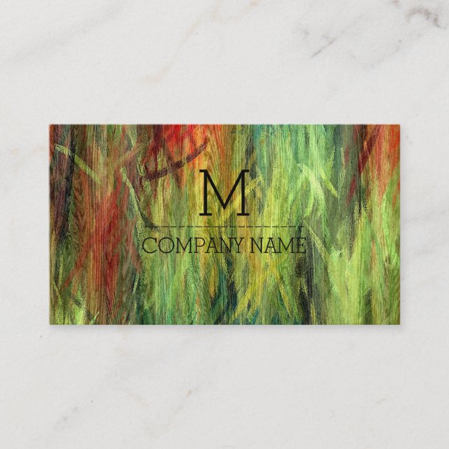 Professional Colorful Modern Wood Monogram #3 Business Card (Front)