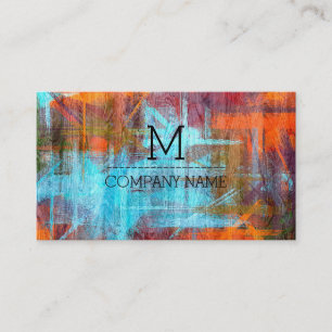 Professional Colorful Modern Wood Monogram Business Card