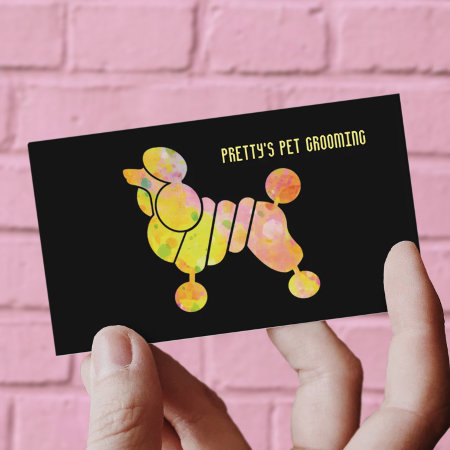Professional Colorful Poodle Pet Grooming Service Business Card