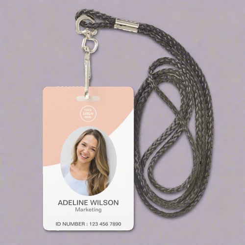 Professional Company Corporate Logo Photo ID Pink Badge