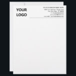 Professional Company Letterhead Template with Logo<br><div class="desc">Custom Colors and Fonts - Design Your Own Personalized Letterhead Example with Company Logo and Name Address Contact Information Professional Design Branded Business Letterhead Template Office Supplies Stationery - Add Tour Logo - Image - Photo or QR Code / and Name - Company / Address / Website / Phone /...</div>