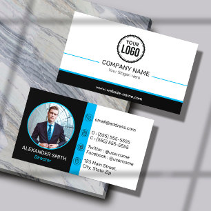 Professional Company Logo Add Photo Social Media Business Card