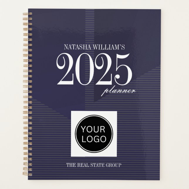 Professional Company Logo Custom Navy 2027 Planner (Front)