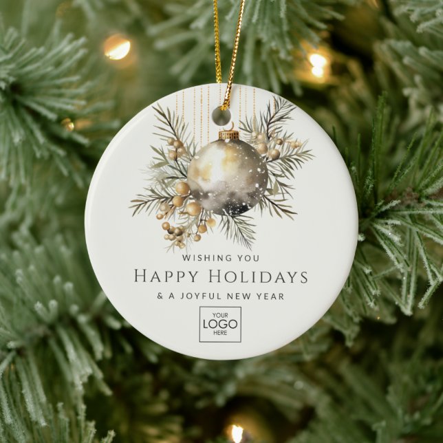 Professional Company Logo Elegant Custom Christmas Ceramic Ornament (Tree)