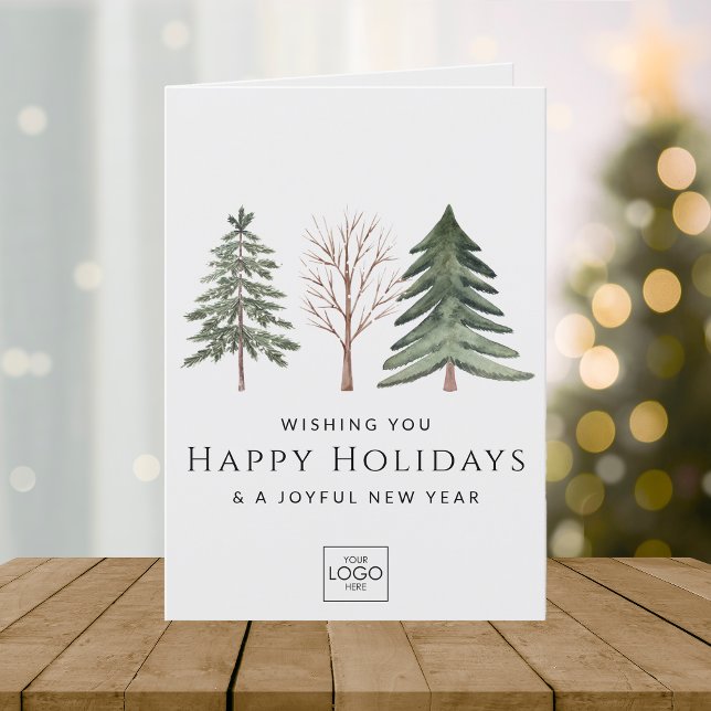 Professional Company Logo Elegant Custom Christmas Holiday Card (Creator Uploaded)