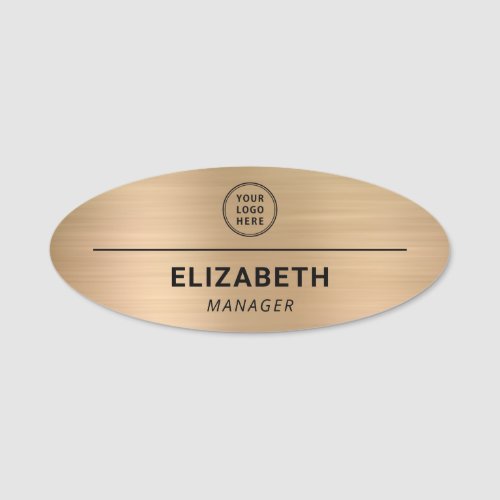 Professional Company Logo Gold Name Tag