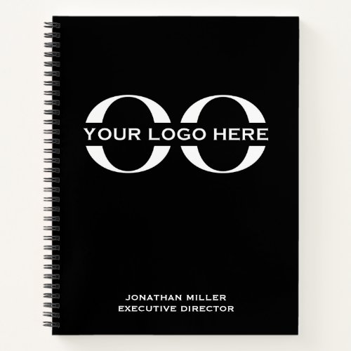 Professional Company Logo Name Title Black Notebook