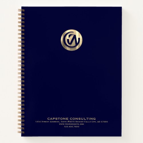 Professional Company Logo Navy Blue and Gold Notebook