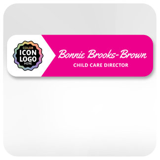 Professional Company Logo Pink White Employee ID Name Tag