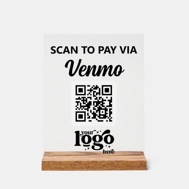 Professional Company Logo QR Code Business White Acrylic Sign (Front)