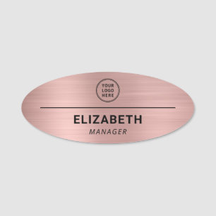 Professional Company Logo Rose Gold Name Tag