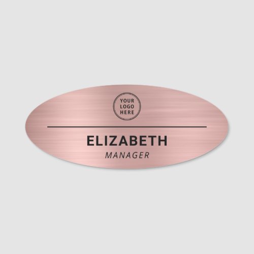 Professional Company Logo Rose Gold Name Tag