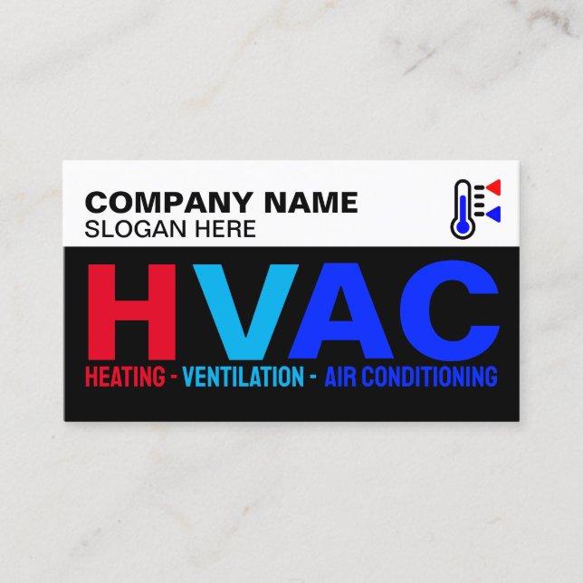 Professional Company Logo & Slogan, Modern HVAC Business Card (Front)