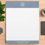 Professional Company Logo & Text Dusty Blue  Letterhead<br><div class="desc">Enhance your business correspondence with this dusty blue letterhead,  showcasing your professional company logo and text. The refined color and clean design offer a polished,  cohesive look,  making your official documents stand out while reinforcing your brand's identity with every letter sent.</div>
