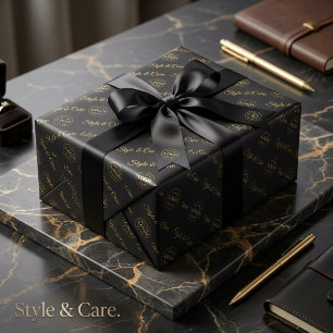 Professional Company Name Logo Pattern Black Tissue Paper