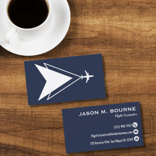 Professional Company Pilot Navy Blue Aviation Business Card