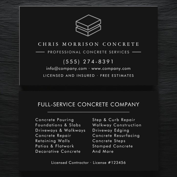 Professional Concrete Cement Contractor Business Card