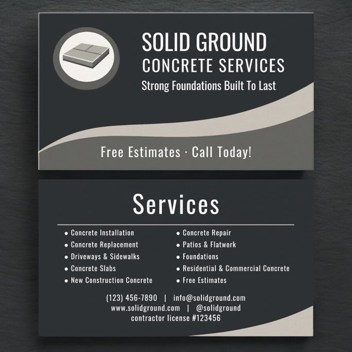 Professional Concrete Company Business Card