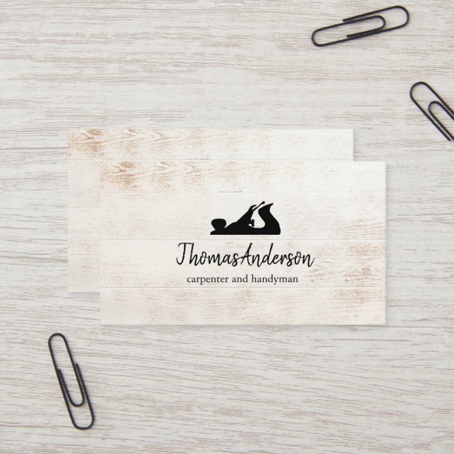 Professional Construction and Carpenter Wood Plane Business Card (Front/Back In Situ)