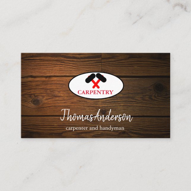 Professional Construction and Carpenter Wood Plane Business Card (Front)