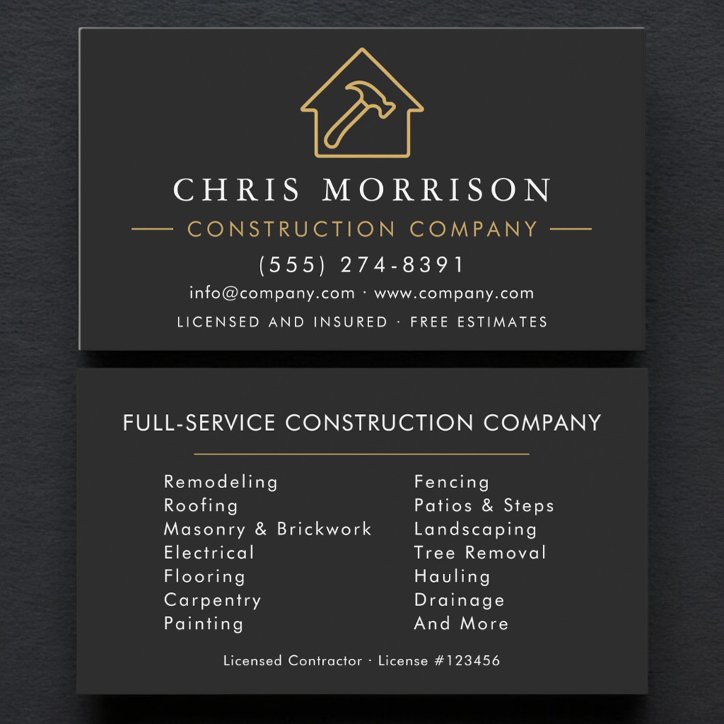 Professional Construction Company Business Card